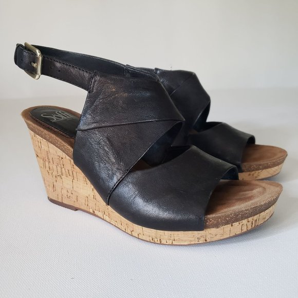 Sofft Black Wedge Sandals - Picture 8 of 11